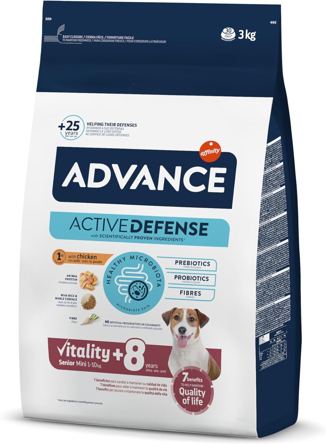 Advance Mini Senior, Pienso para Perros Senior de Razas Pequeñas con Pollo, 3kg