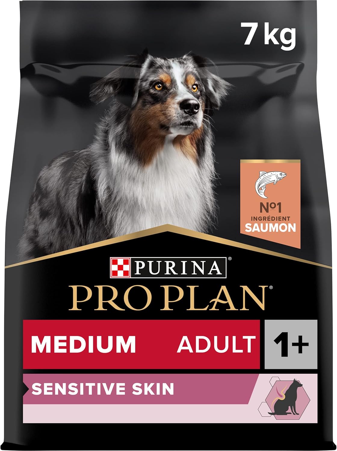 Pro Plan - Medium Adult Sensitive Skin con Optiderma, Rico en salmón – 7 kg