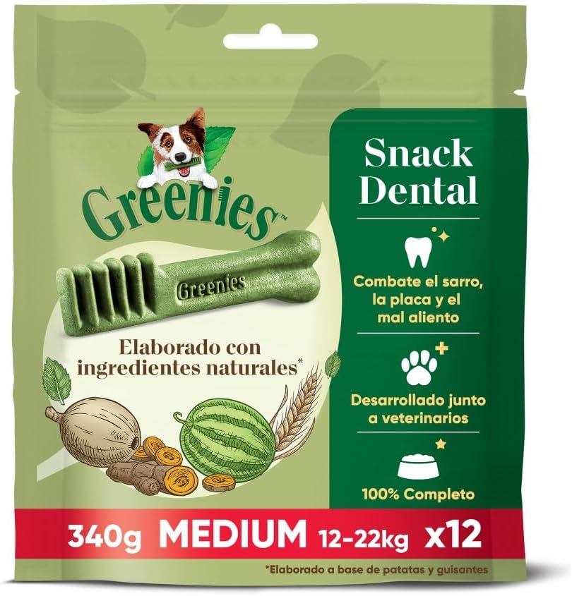 Greenies Snack Dental 100% Natural para Perros Medianos 6x340g