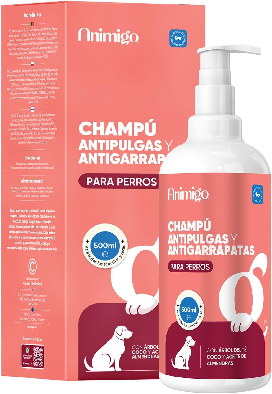 Champú antipulgas y antigarrapatas de para Perros - Champú Limpiador con árbol