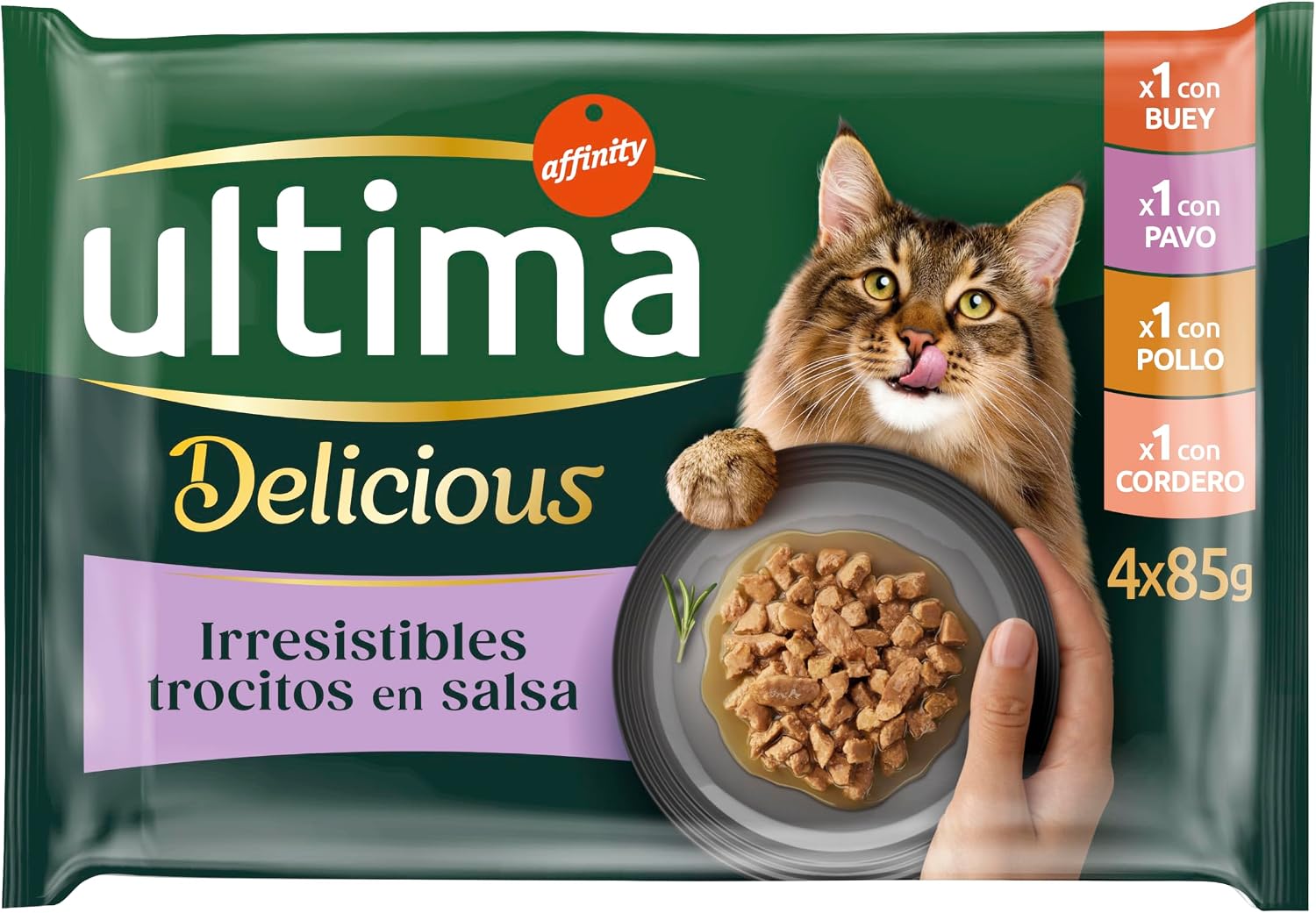 Ultima Comida Húmeda para Gatos con Variedad de Carnes,12 x (4 x 85 gr), 4080 g