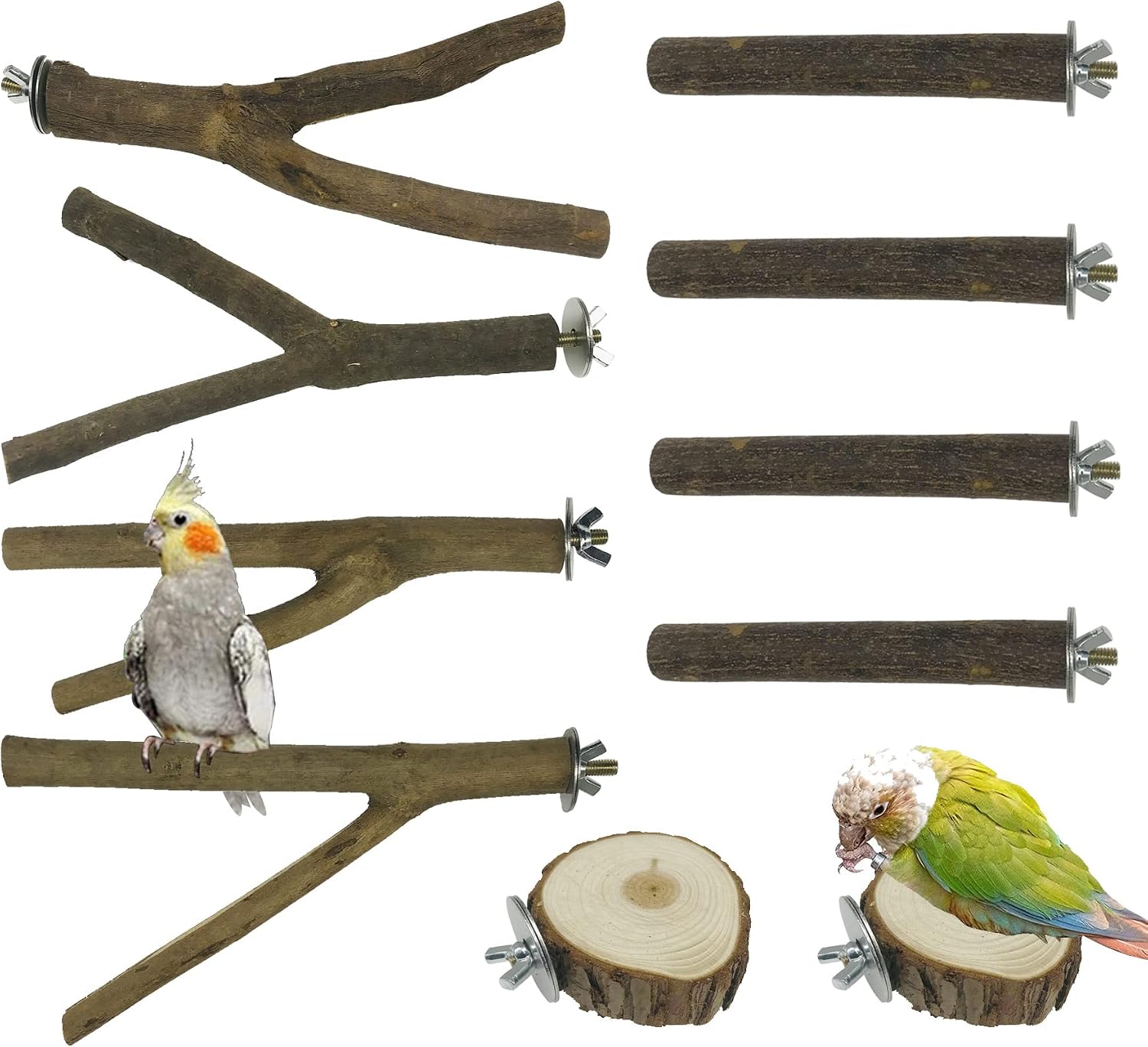 Allazone 10 Pz Perca de Pájaro, Perchas Naturales para Pájaros Pájaro de Madera