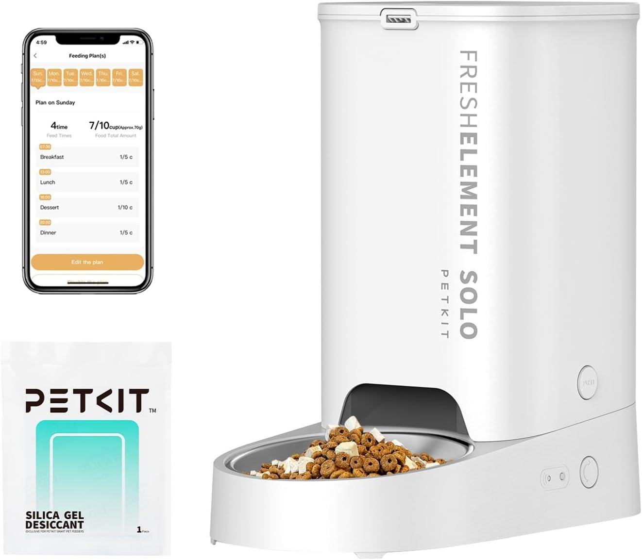 PETKIT Comedero Gato Automatico, 2.4G WiFi, 3L Dispensador Comida Gatos/Perros