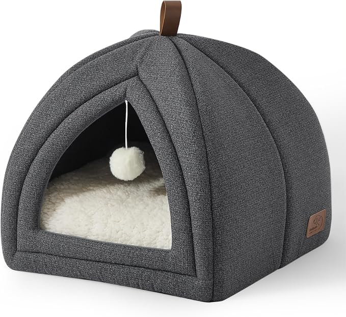 Bedsure Cama Cueva Gato Iglú Cojín Extraíble Lavable, 40x40cm
