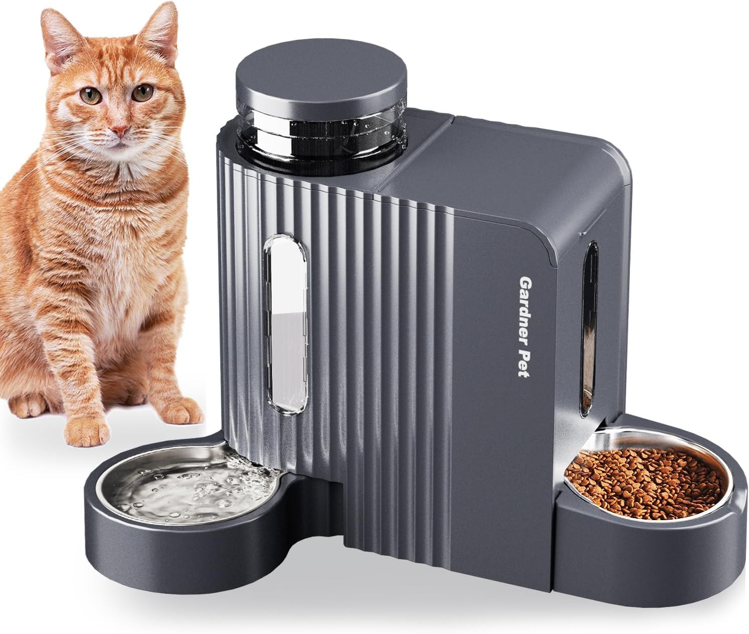 Gardner Pet 2 en 1 Comedero Gato Automatico 3L*2-Gris – Dispensador Comida
