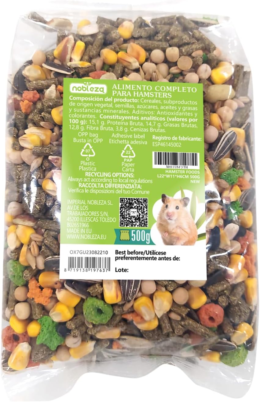 Nobleza - (2 * 500g Comida para Hámsters, Pienso Premium para Hámsters Enanos)