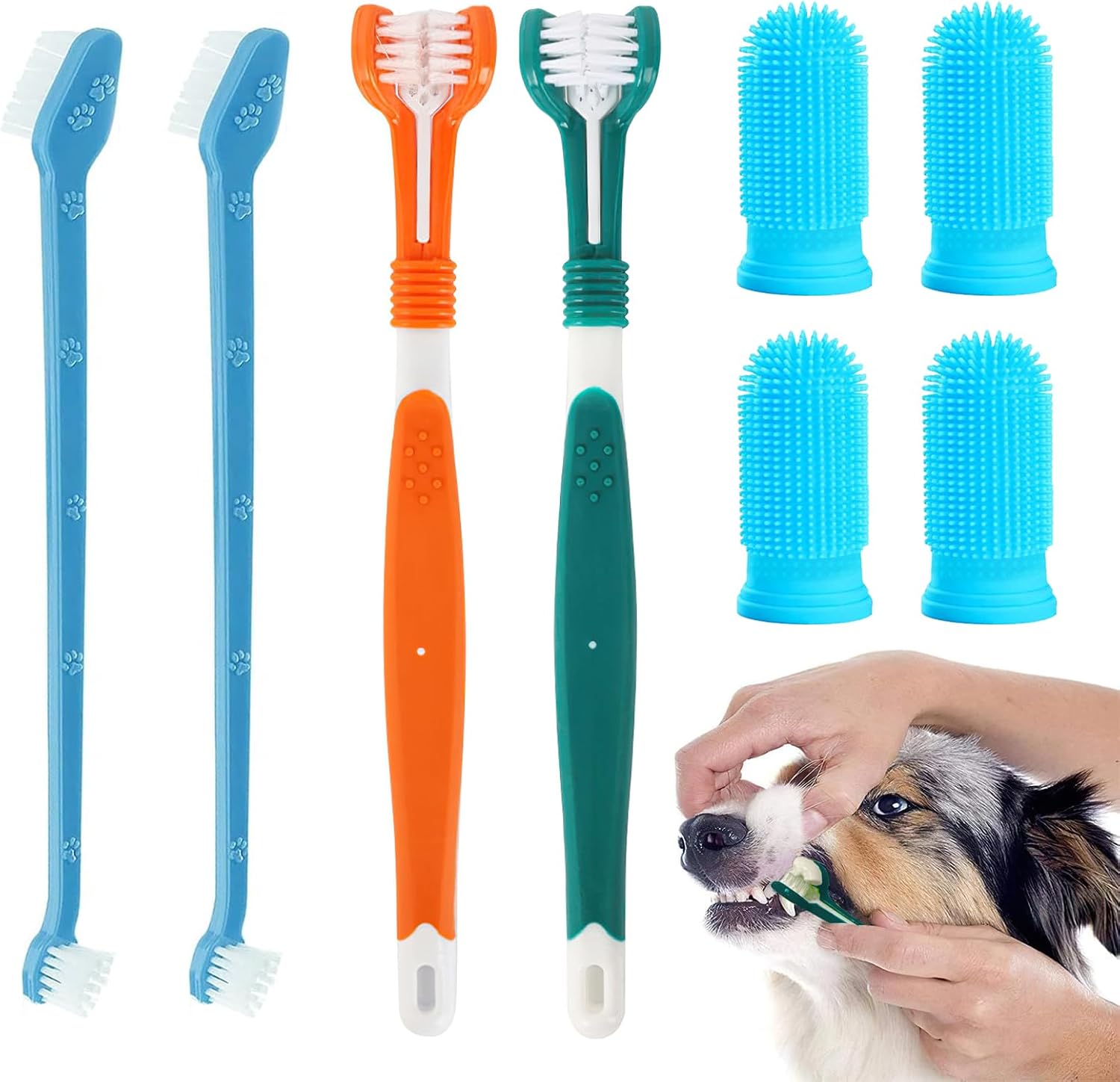 Juego de Cepillos de Dientes para Perros de 8 Piezas, Cepillos de Dientes