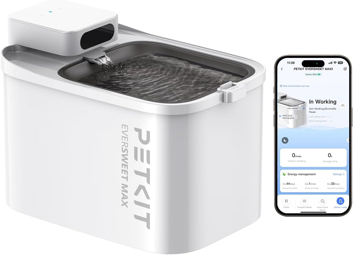 PETKIT EVERSWEET MAX Fuente para Gatos Sin Cable, con Sensor de Movimiento