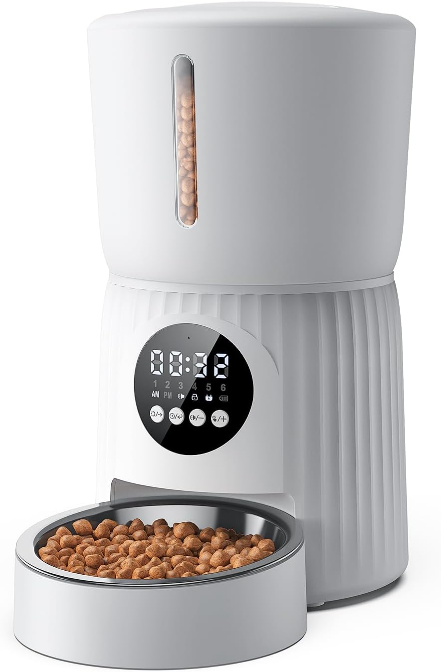 Comedero Gato Automatico, Faroro 4L Dispensador Comida Gatos/Perros con 1 a 6