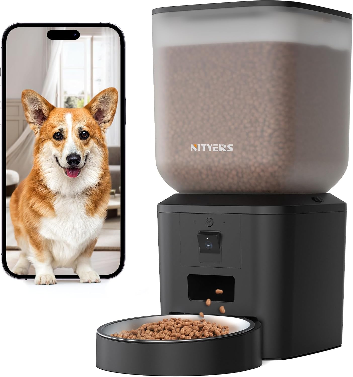 Comedero automático para Perros y Gatos con cámara y WiFi: 8L/34 Tazas, visión