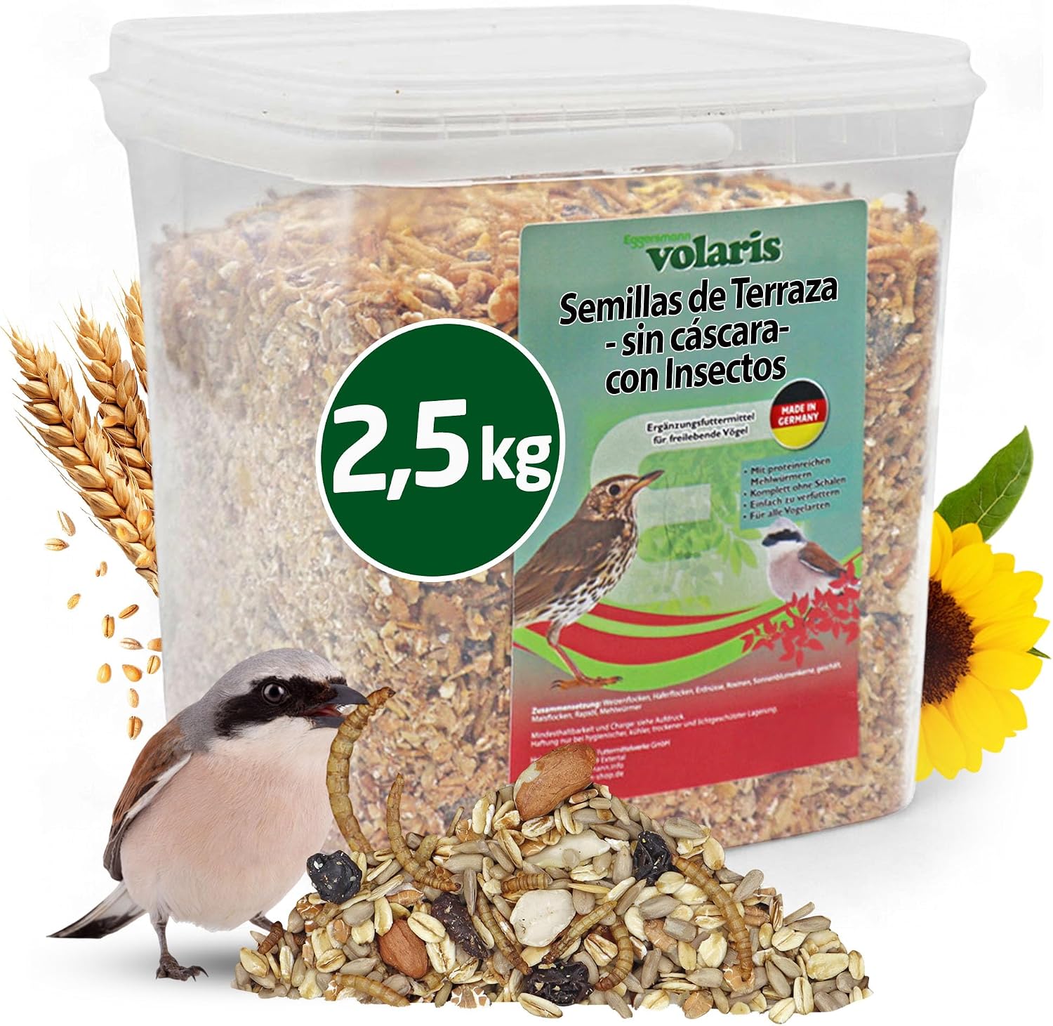 Eggersmann volaris Granos de terraza con insectos de 2,5 kg – Alimento