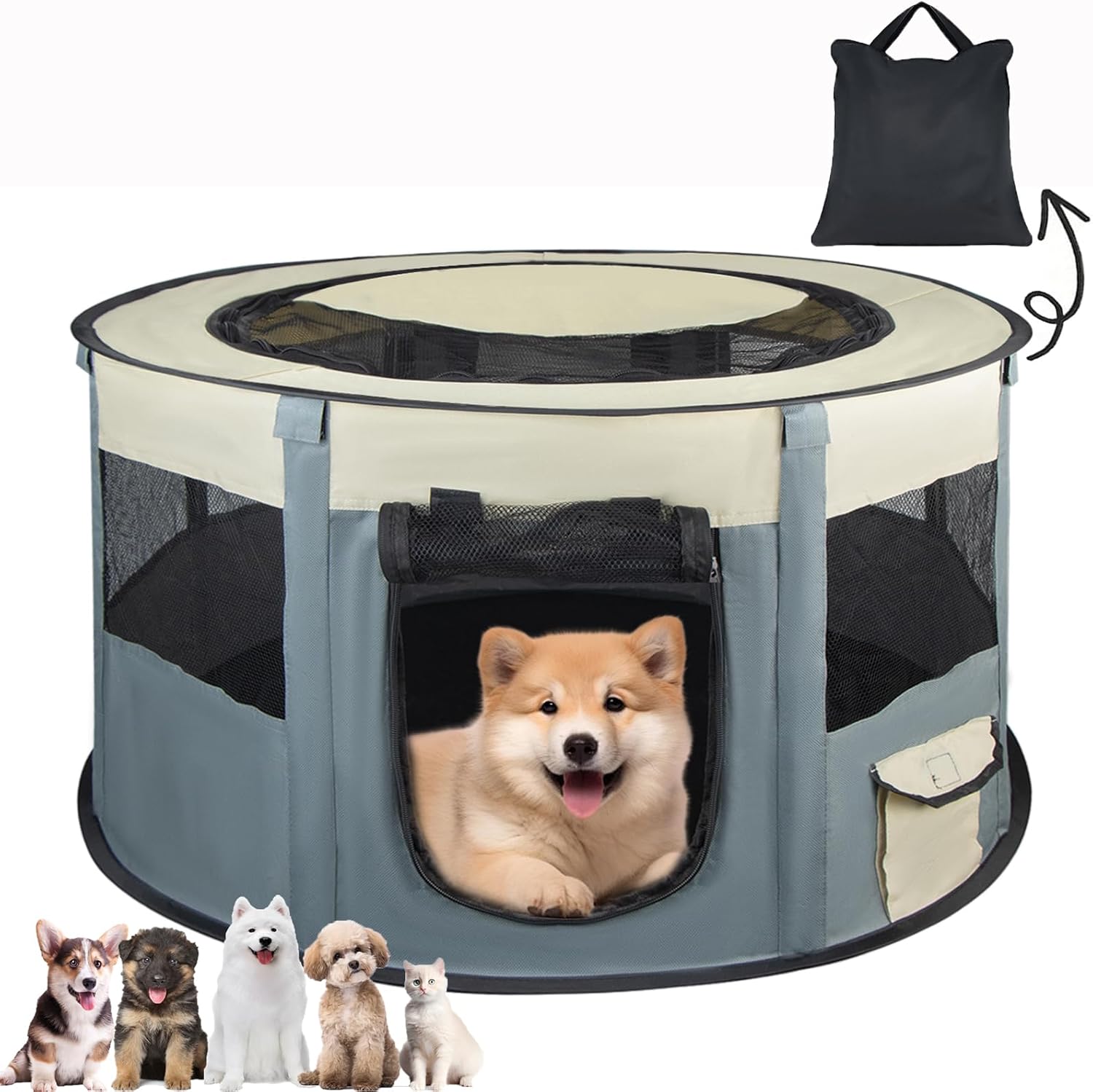 Parque Perros, Portátil Corralito para Perros de Tela Oxford Impermeable