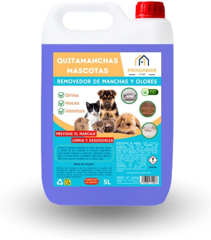 Limpiador Quitamanchas y Olores para Mascotas 5 Litros – Elimina Orina, Heces
