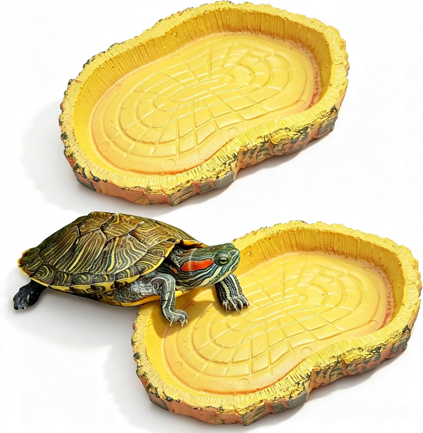 2 Piezas Cuencos de Agua para Reptiles (Amarillo) – Crecimiento Terrario