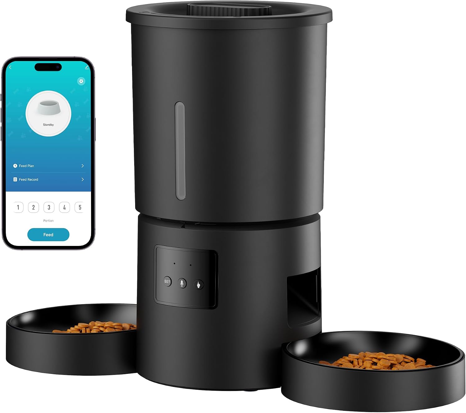 Comedero Gato Automático Doble & App: Dispensador Automático de 5L con WiFi
