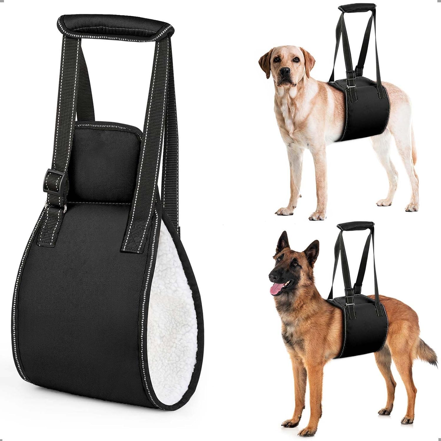 OHCOZZY Negro arnés Perro con asa, Ajustable Eslinga del Perro
