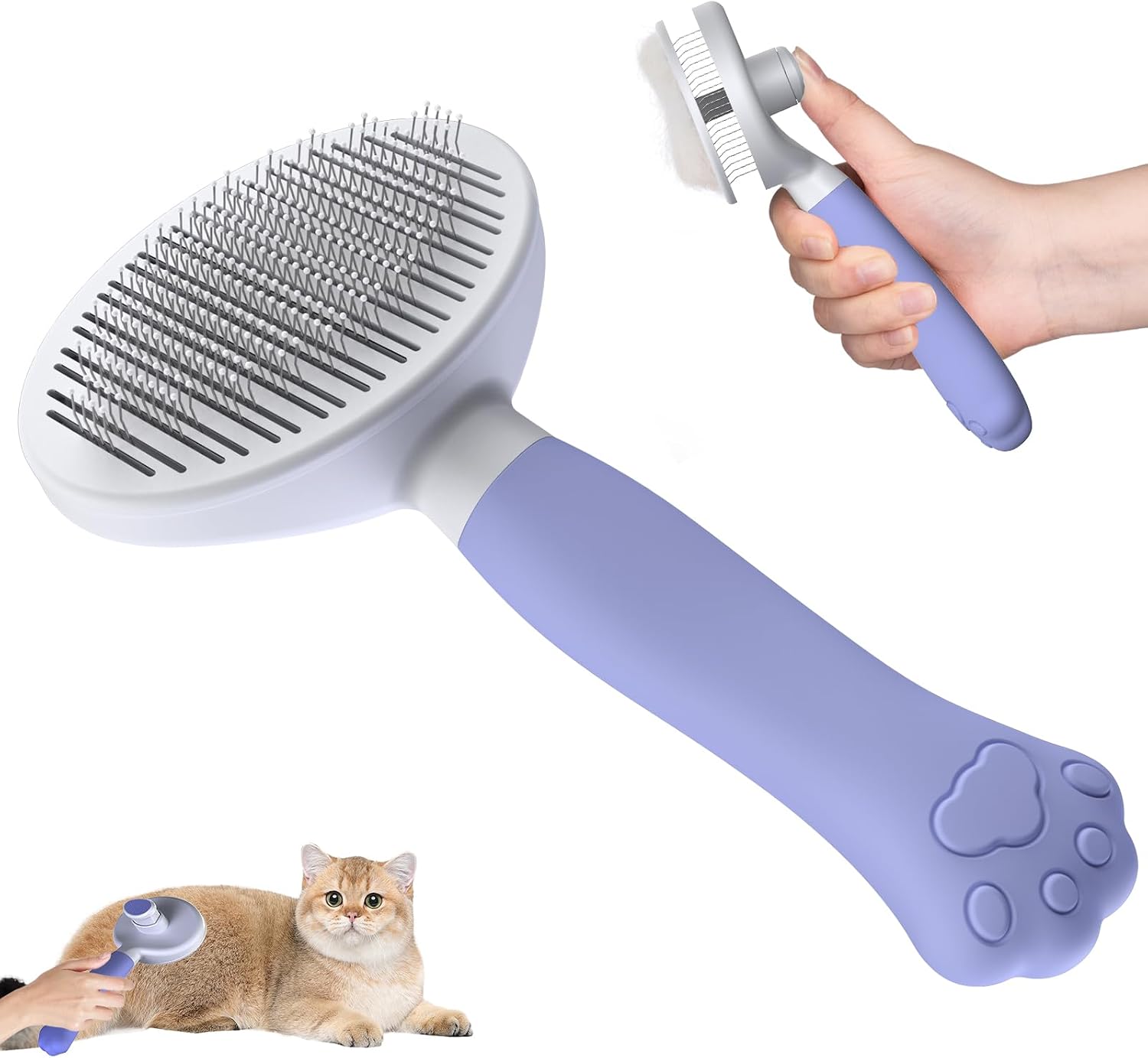 Zivacate Cepillo para Gatos y Perros – Cepillo Autolimpiante para Subpelo