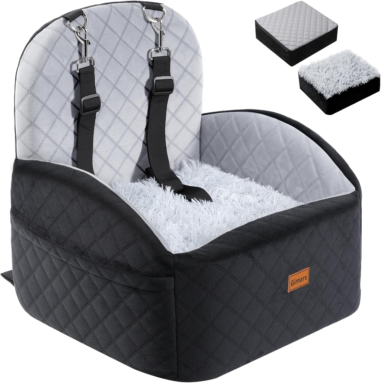 Gimars Reversible Asiento Perro Coche Felpa Larga&Corta Cojín Asiento