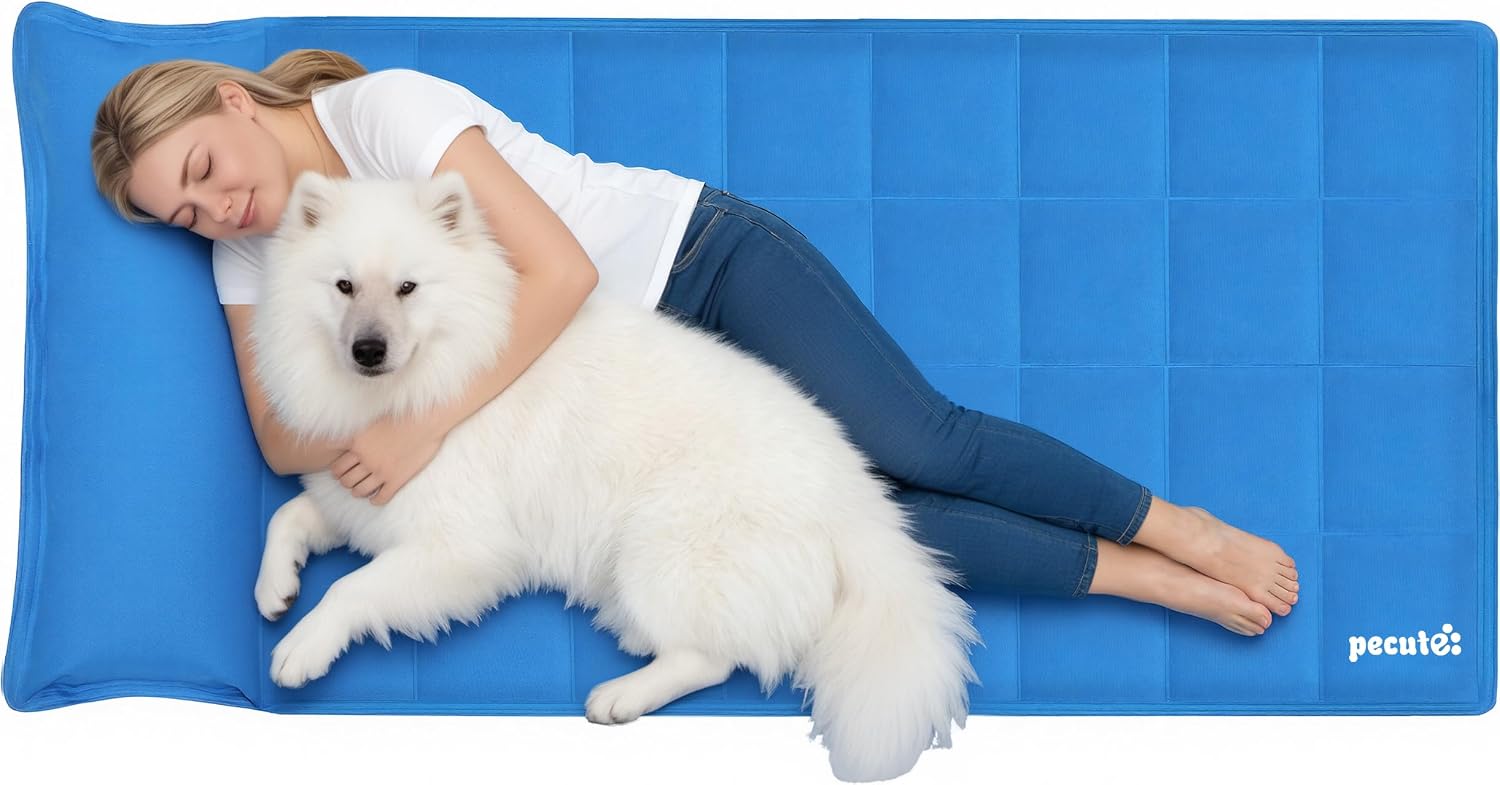 pecute Alfombrilla de refrigeración para perros con almohada XXXL, alfombrilla