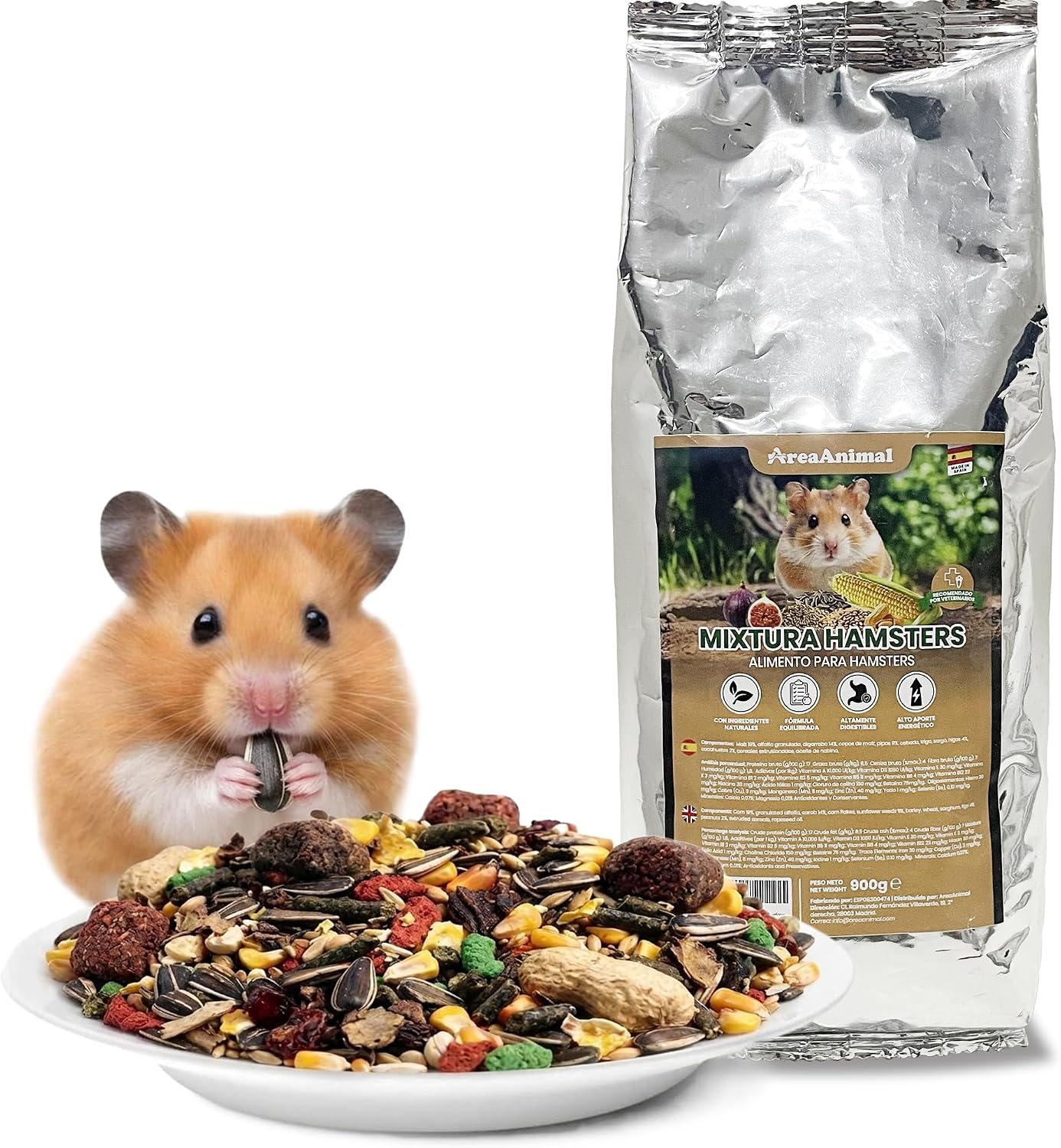 Comida Hamster, Comida Hamster Ruso 900G con Ingredientes Naturales, Alimento