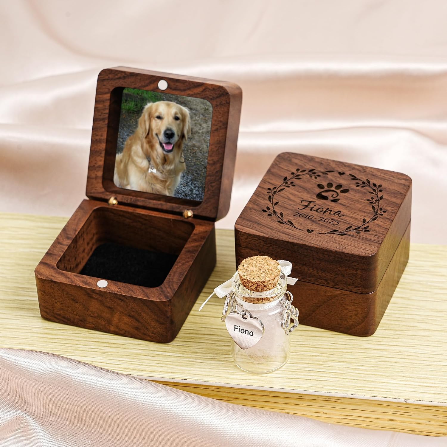 Caja de recuerdos personalizada para pelo de mascotas, caja conmemorativa