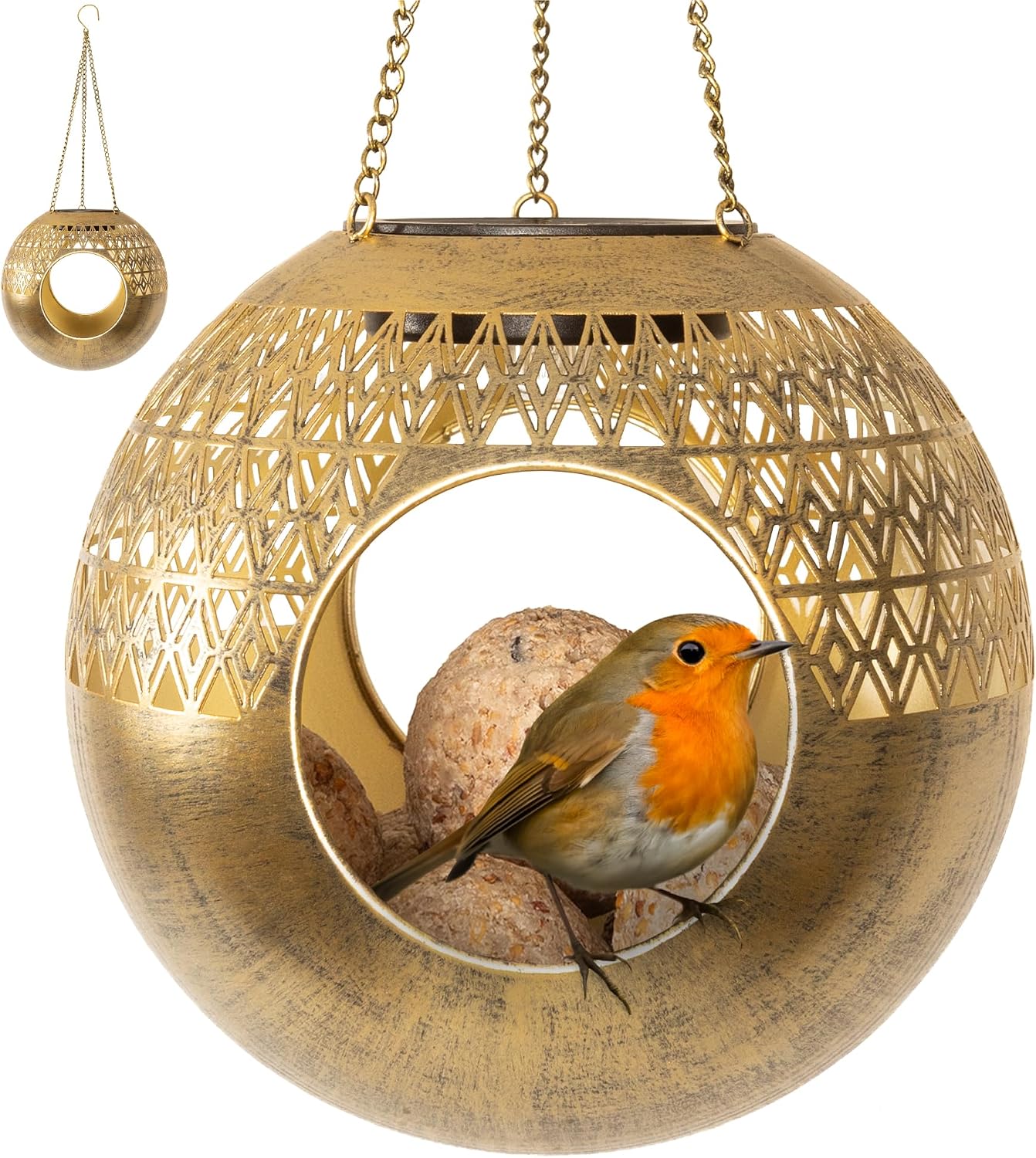 Gadgy Comedero Solar para Pájaros Colgante Diseño Redondo de Metal – Casa