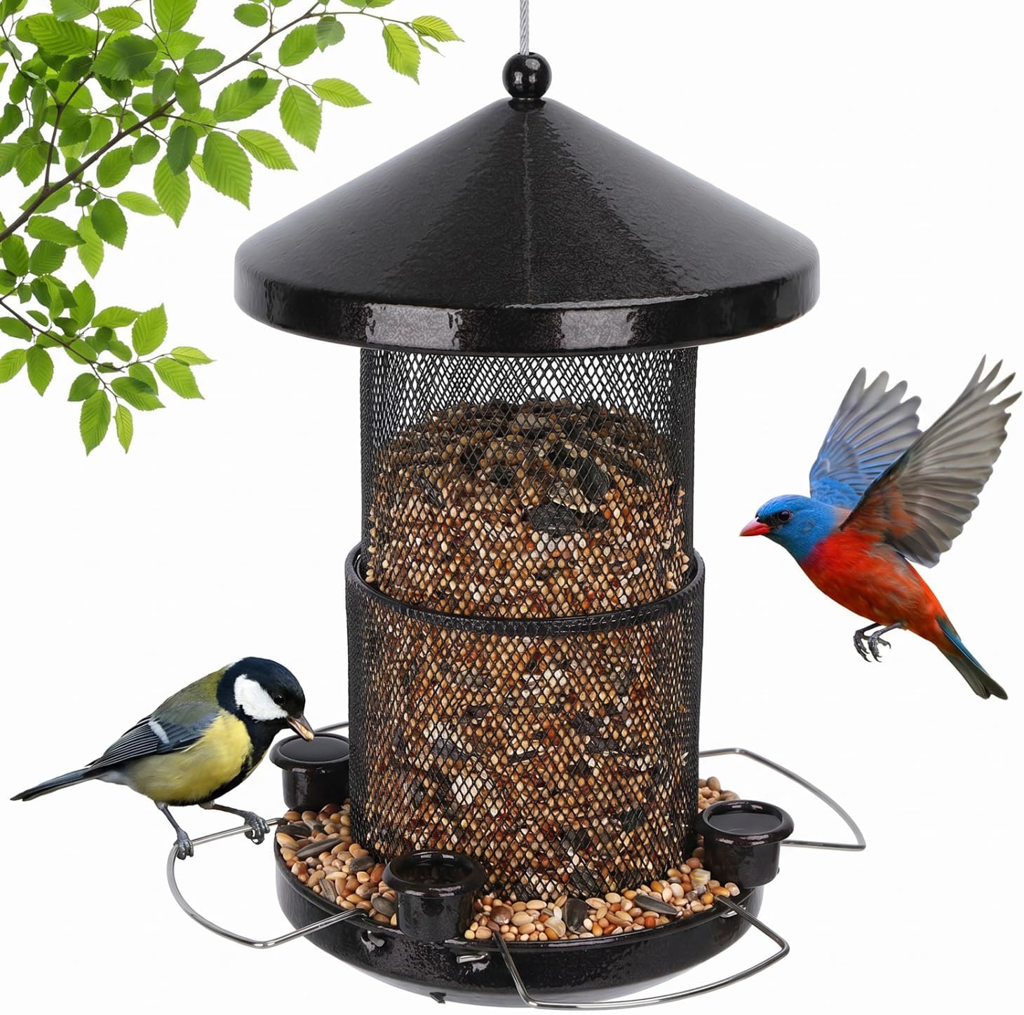 Nobleza Comedero Pajaros Exterior Metal, Alimentador Aves Silvestres Colgante