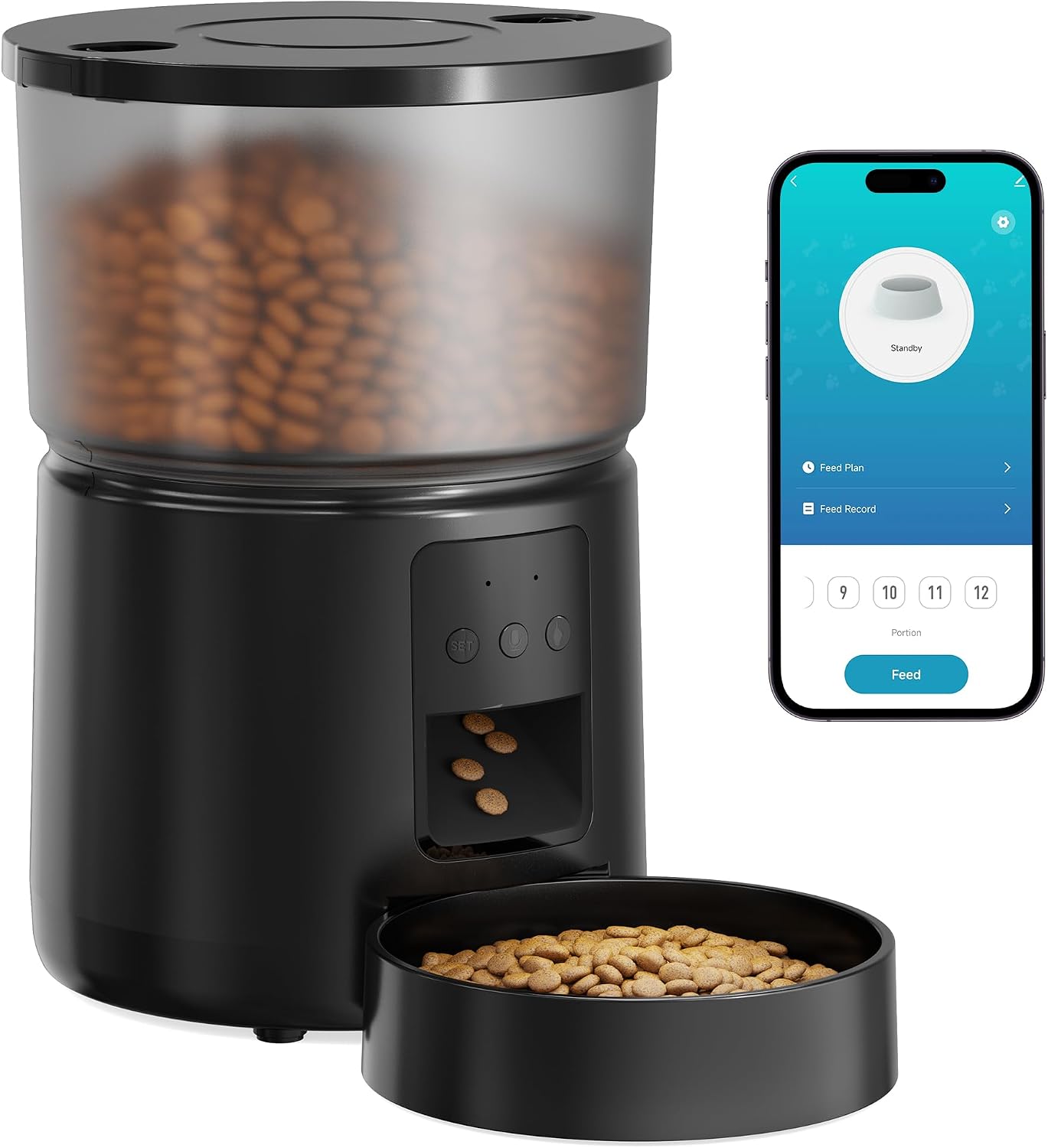 Comedero Gato Automatico - 5G/2.4G WiFi Dispensador Comida Gatos - Comedero
