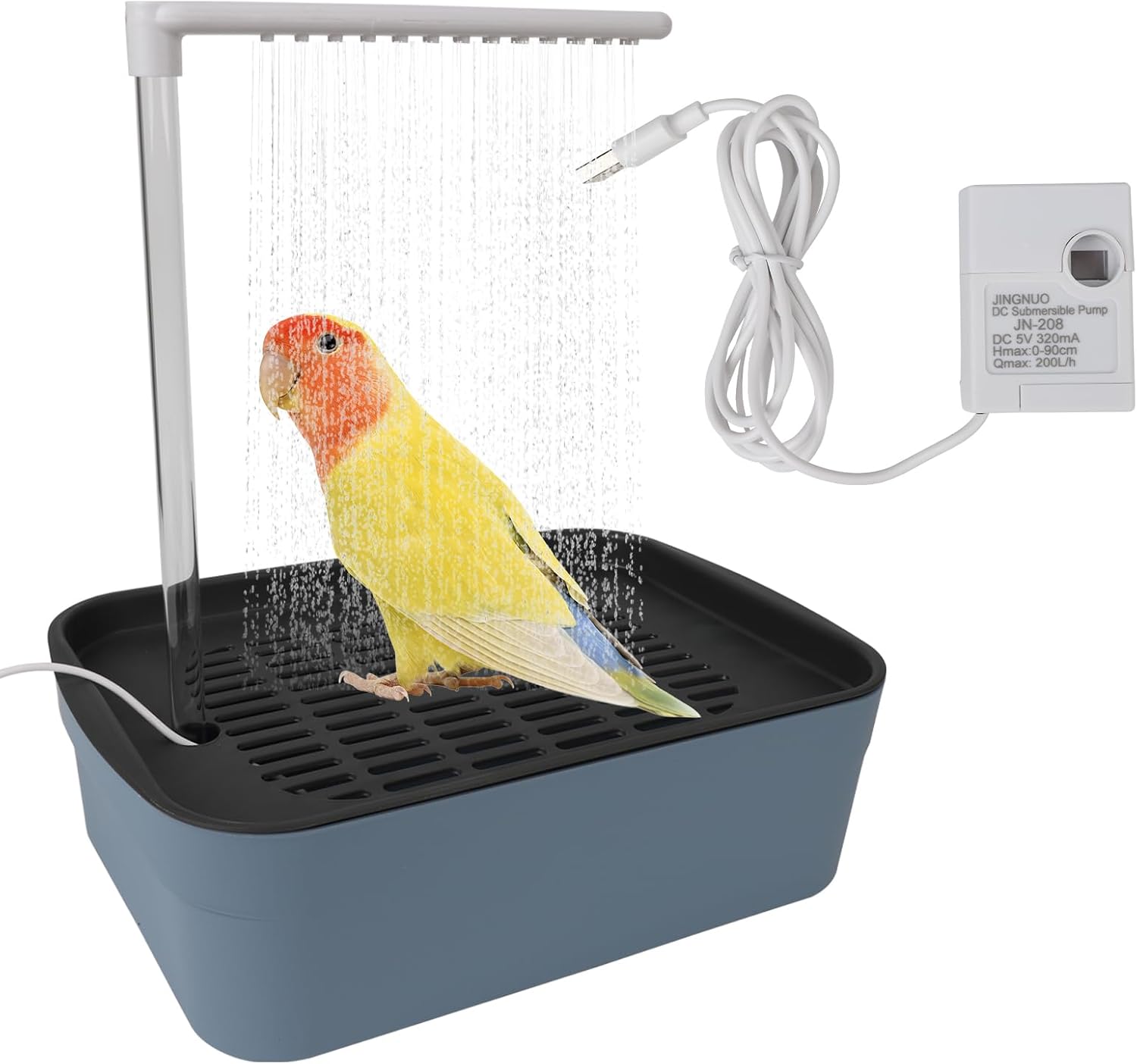 Bañera Automática para Pájaros, Bañera para Pajaros con Grifo Circulante, Ducha