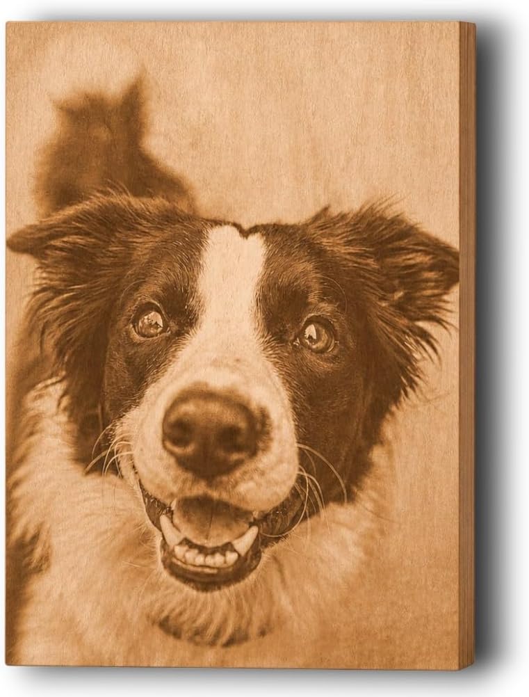 Cuadro Mascota Personalizado con Foto y Texto Grabado en Madera Natural