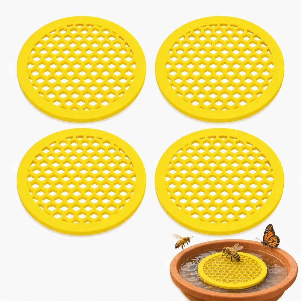 Bebedero de insectos flotante (4 unidades, 20 cm), diseño de isla de abeja